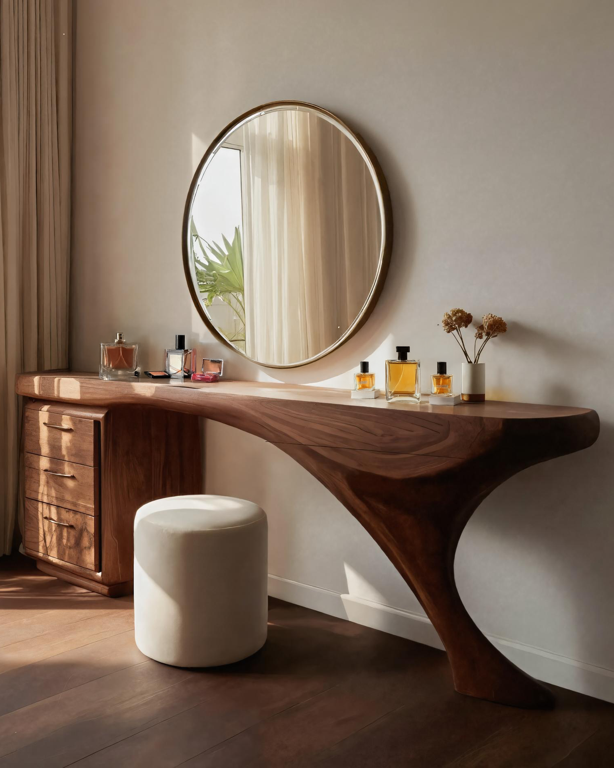 Modern Sculptural Vanity Table For Dressing Area