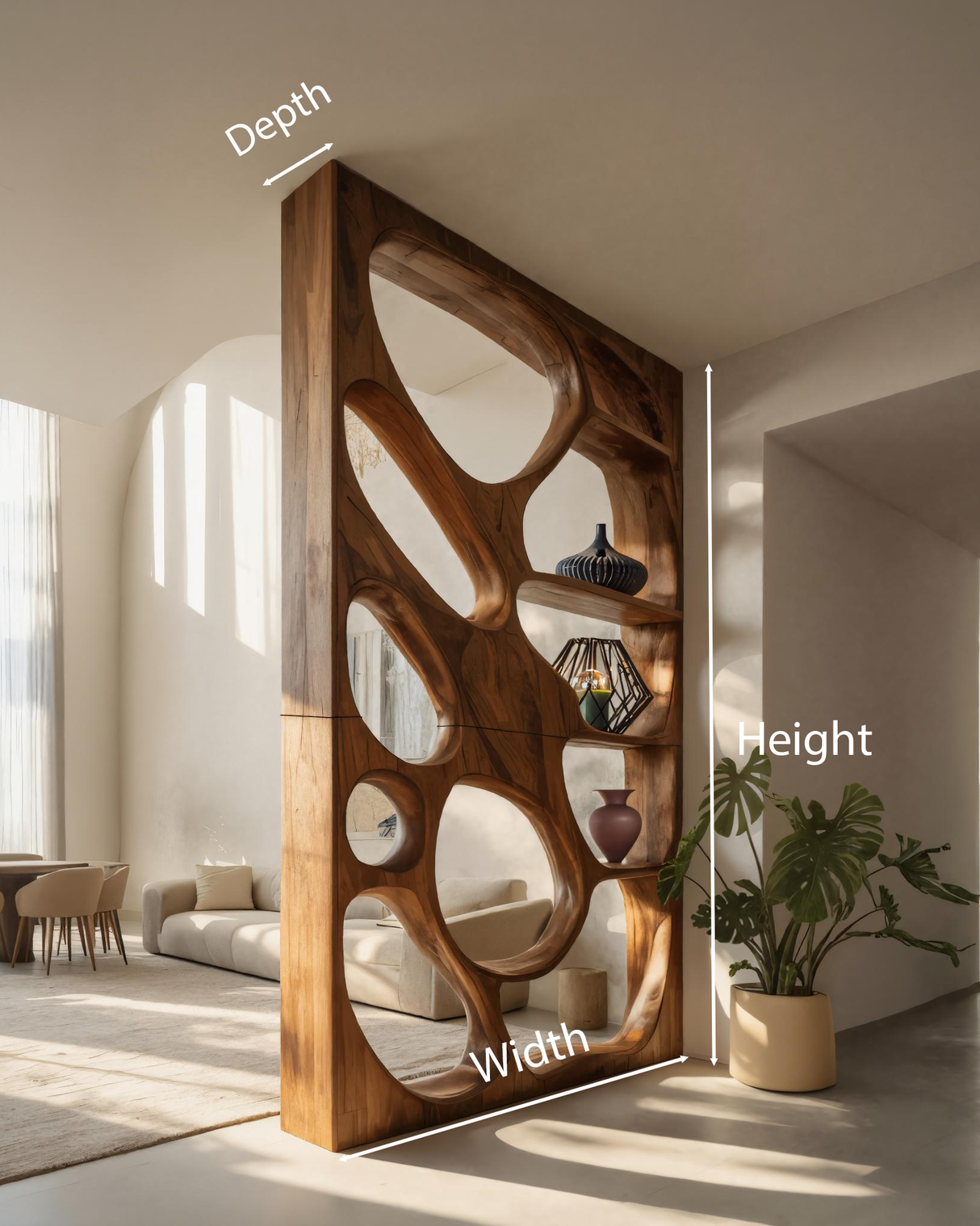 Modern Openwork Divider With Display Shelves For Living Room