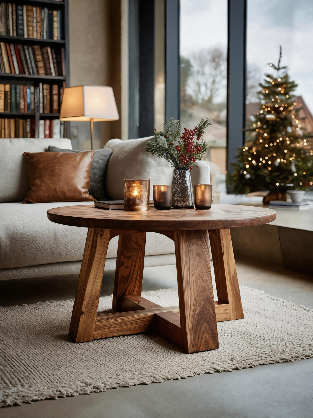 Minimalist Round Side Table For Holiday Decoration