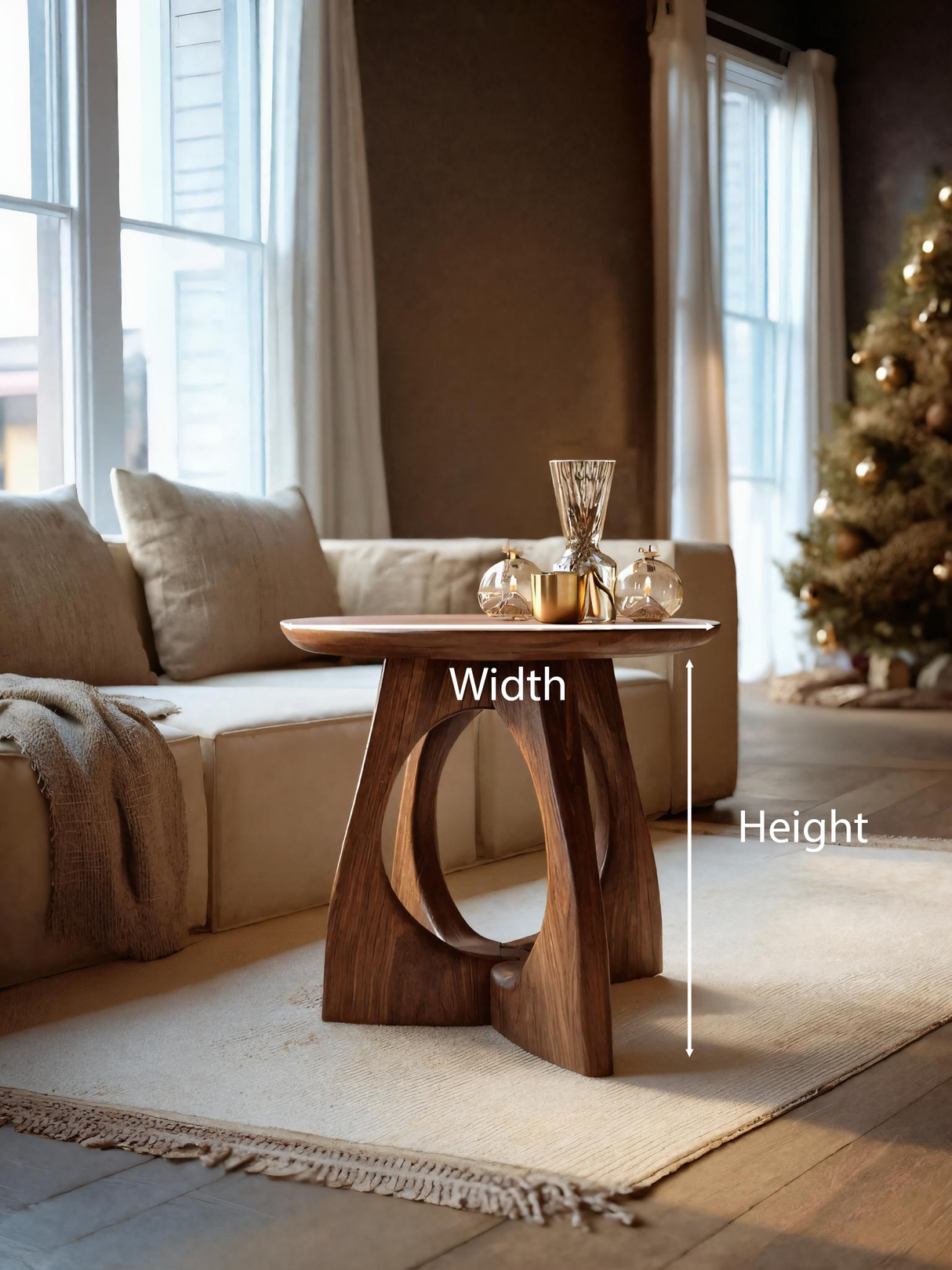 Sculptural Side Table With Circular Base For Living Room