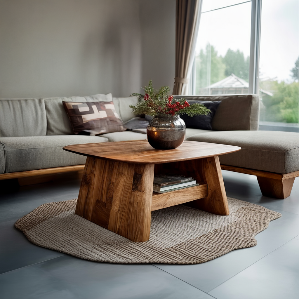 Minimalist Side Table With Shelf For Living Room