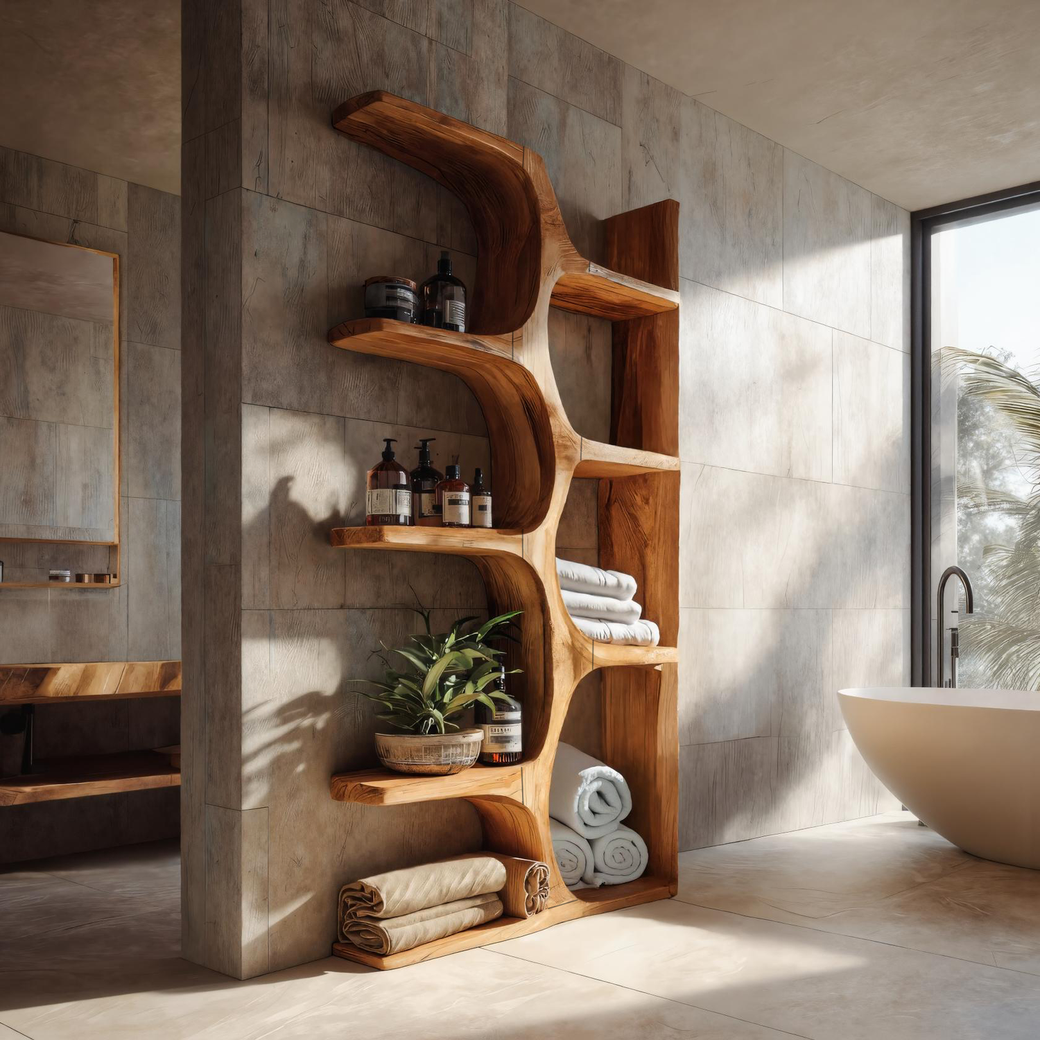 Organic Sculptural Shelf For Bathroom Or Spa