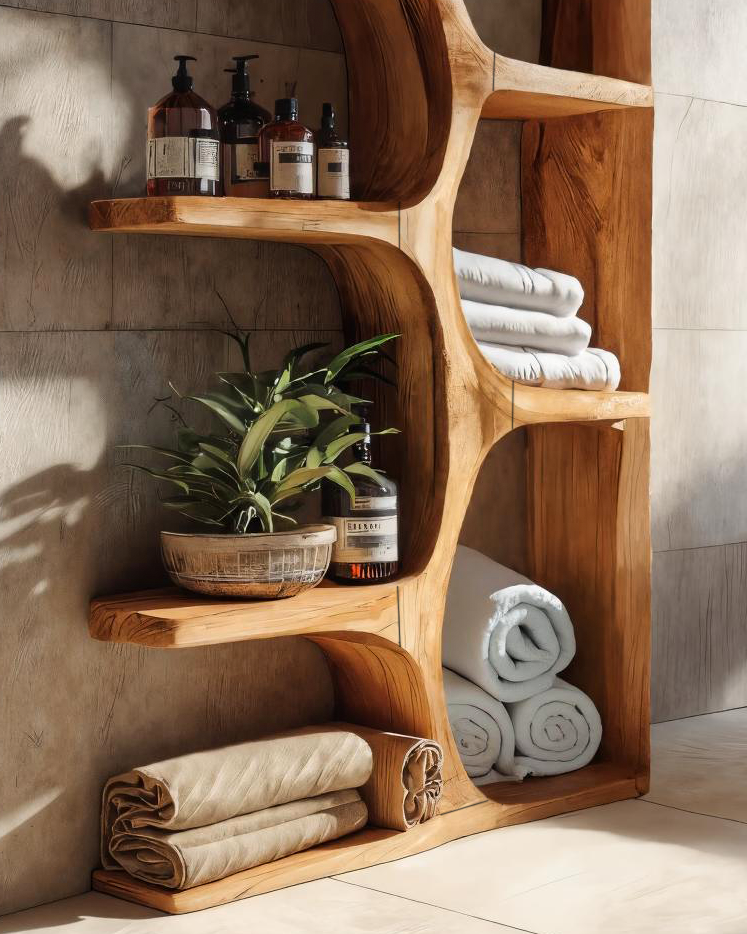 Organic Sculptural Shelf For Bathroom Or Spa