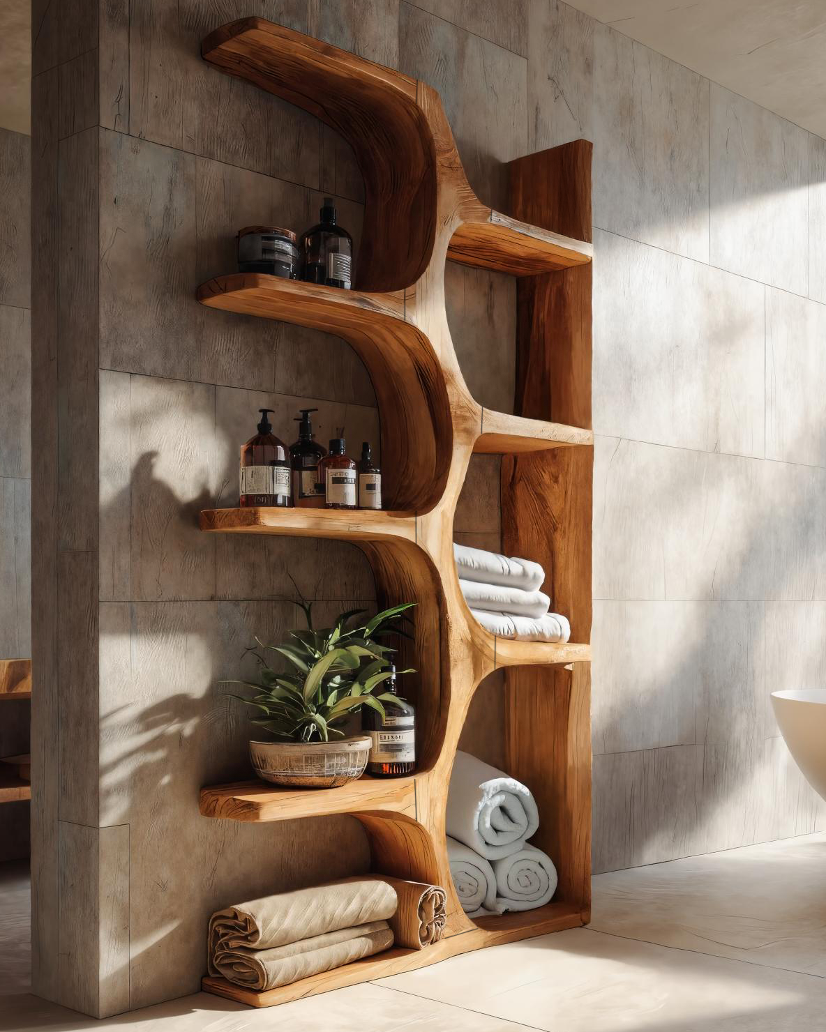 Organic Sculptural Shelf For Bathroom Or Spa