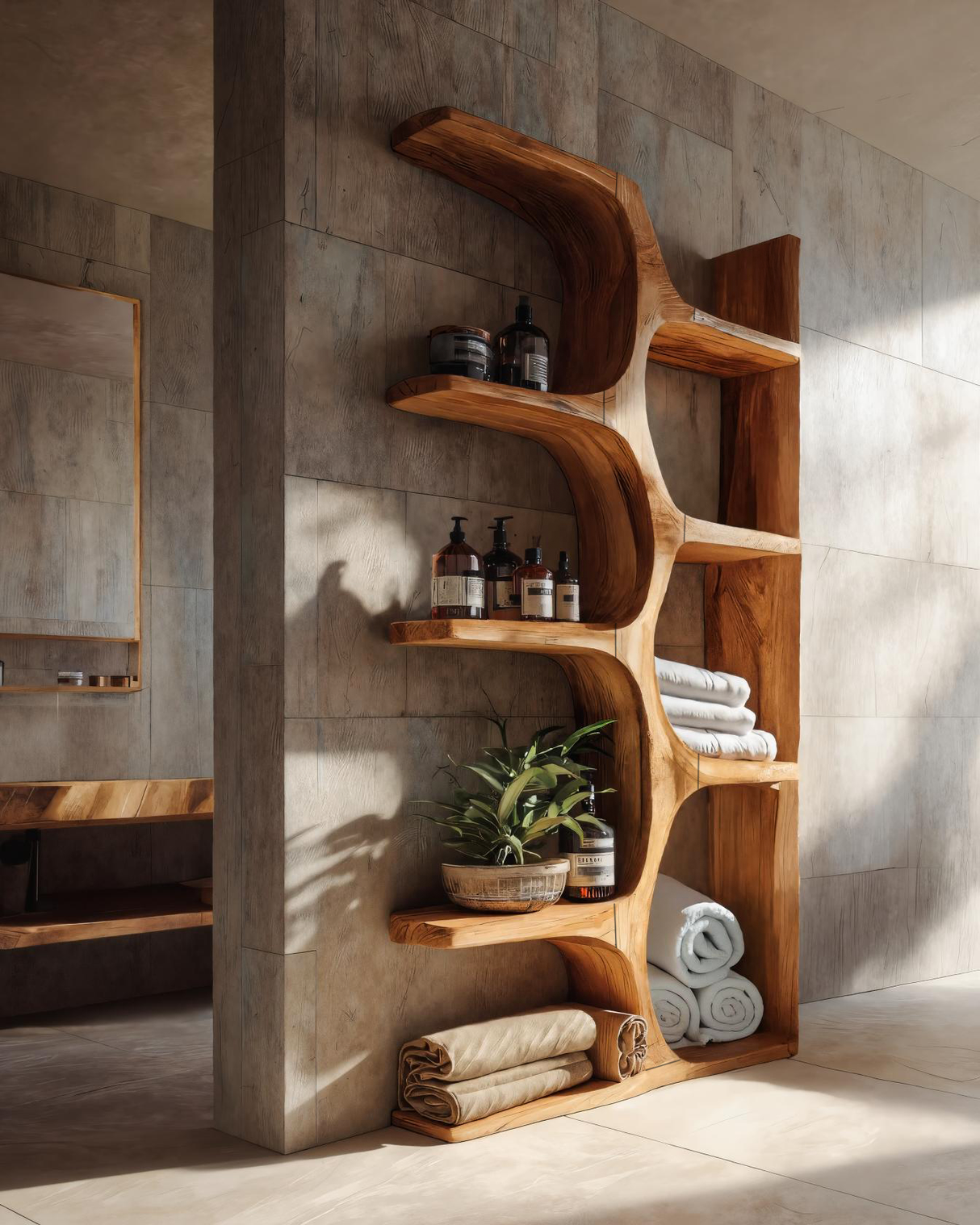 Organic Sculptural Shelf For Bathroom Or Spa