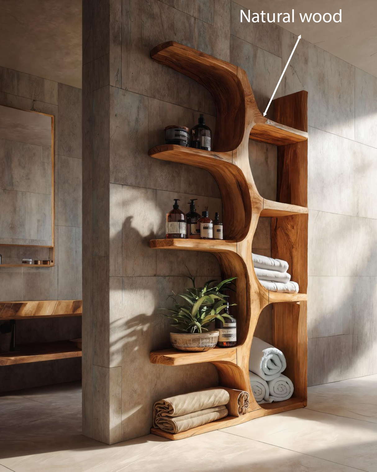 Organic Sculptural Shelf For Bathroom Or Spa
