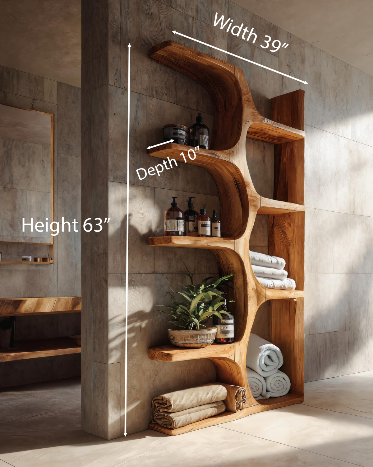 Organic Sculptural Shelf For Bathroom Or Spa