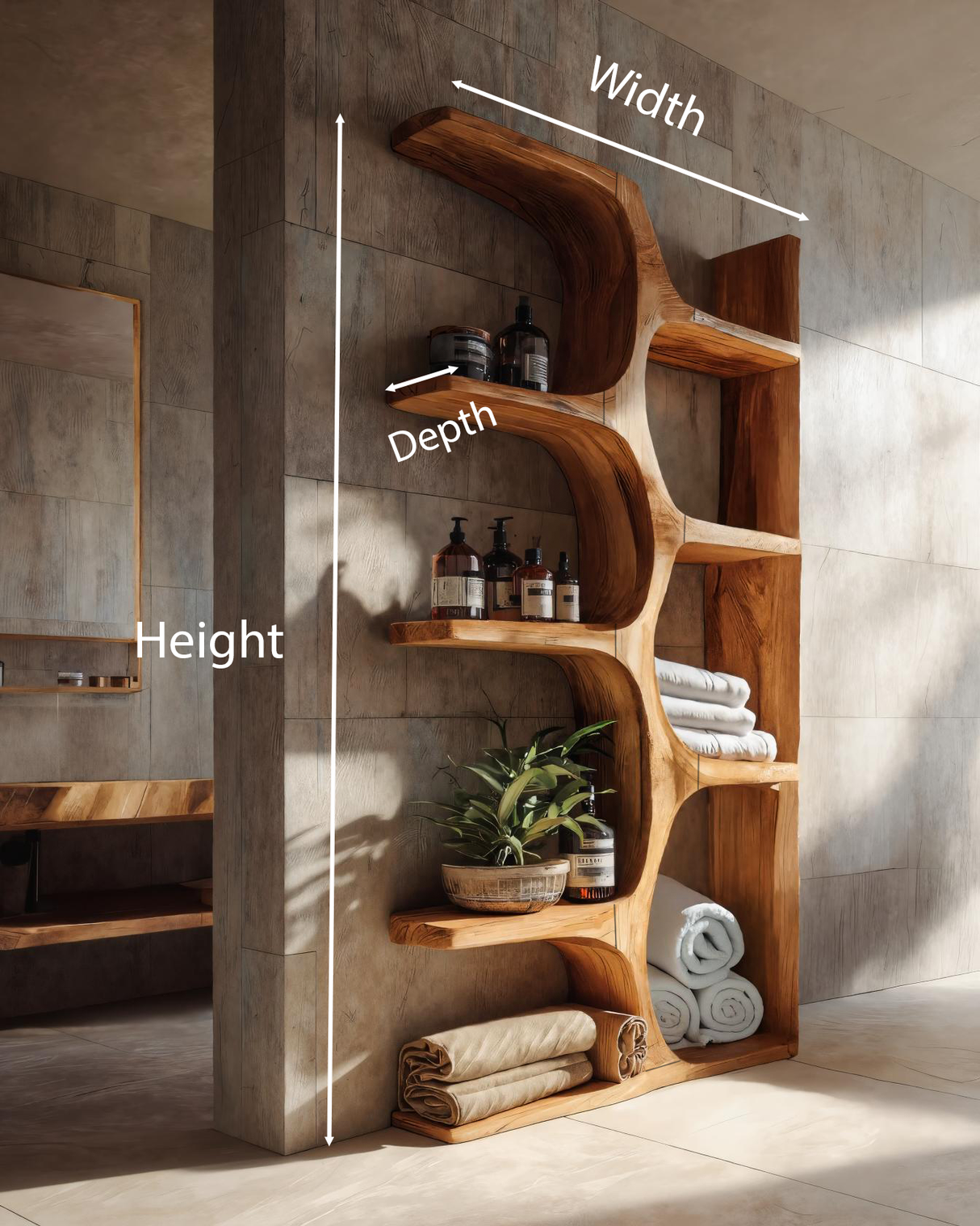 Organic Sculptural Shelf For Bathroom Or Spa