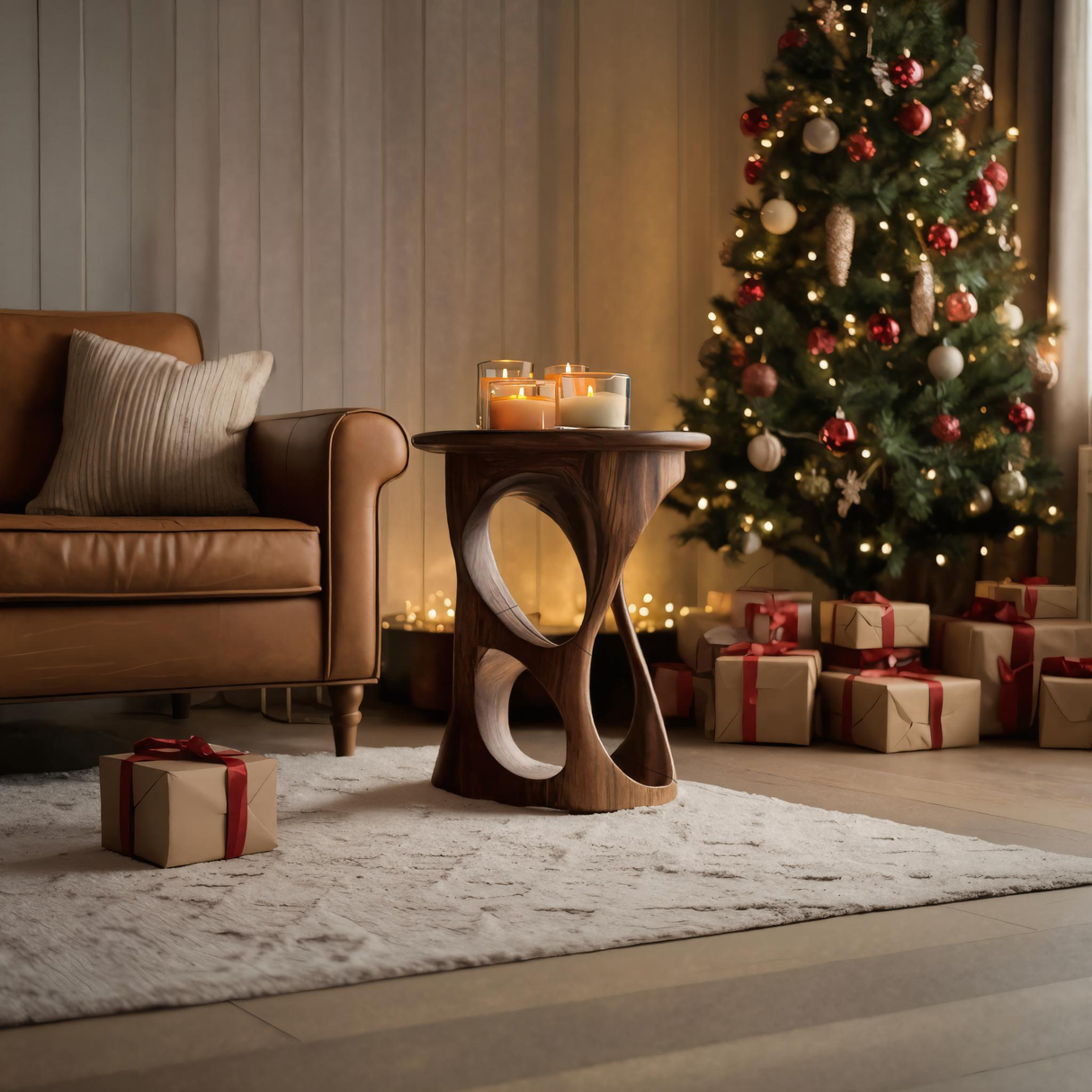 Modern Sculptural Side Table For Holiday Decoration