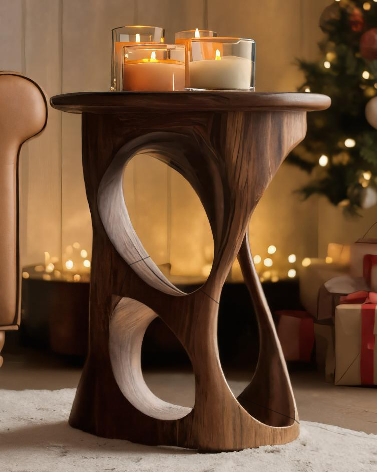 Modern Sculptural Side Table For Holiday Decoration