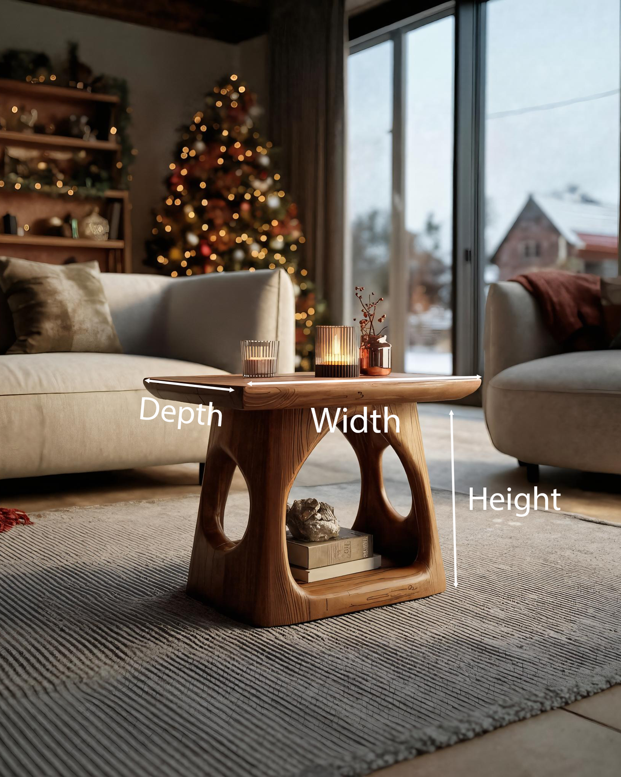 Artistic Sculptural Side Table For Holiday Decoration