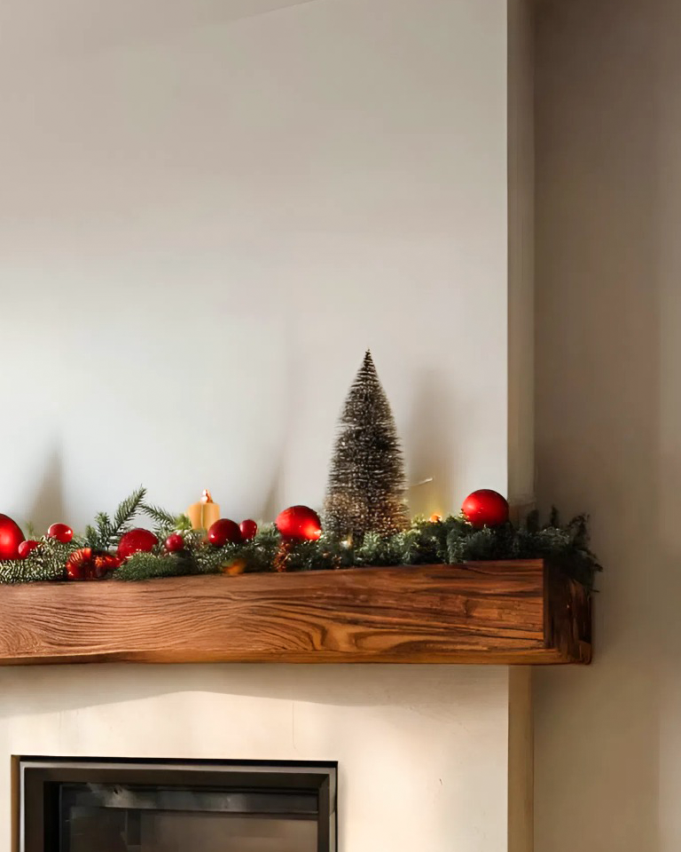 Rustic Live Edge Fireplace Mantel For Holiday Decoration
