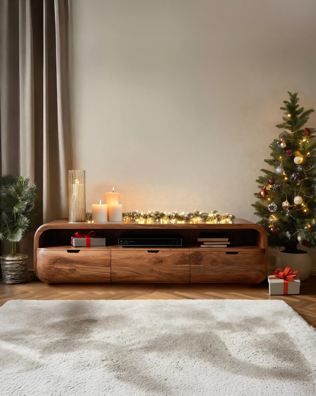 Modern Curved SideBoard For Holiday Decoration