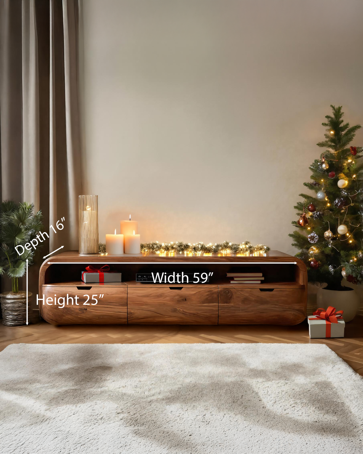 Modern Curved SideBoard For Holiday Decoration