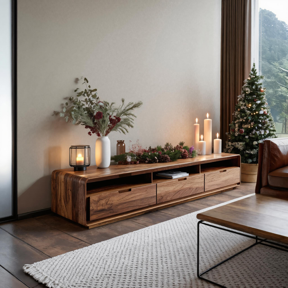 Sculptural Sideboard With Rounded Edge For Holiday Interior