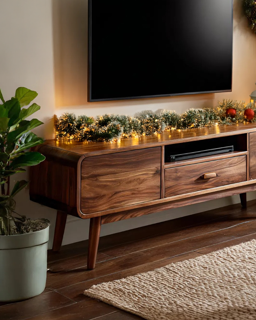Modern Floating TV Console With Rounded Edge For Holiday