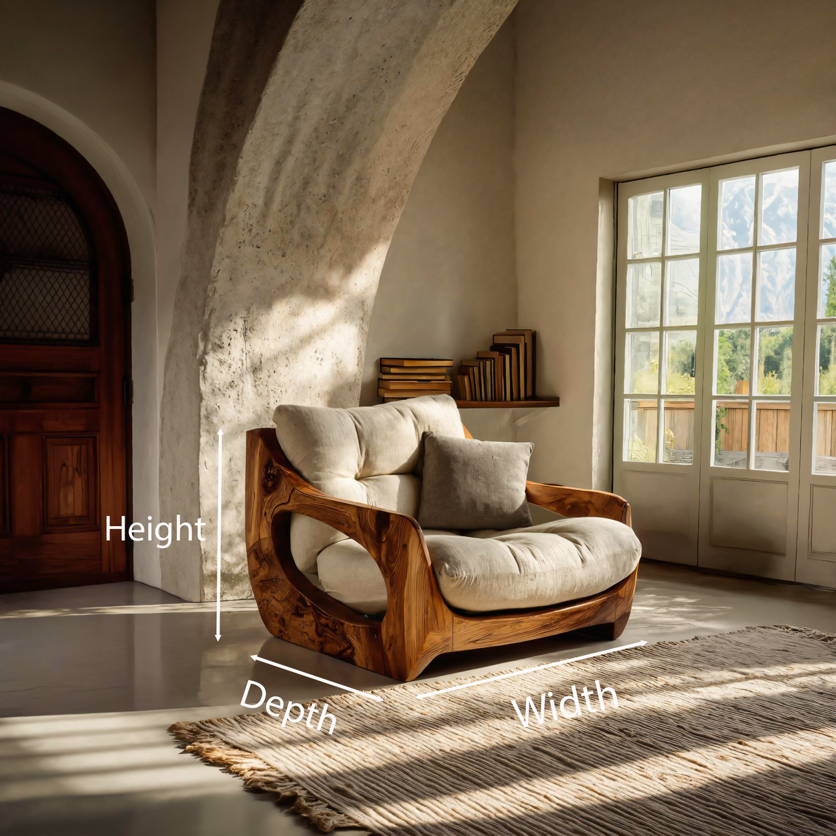 Modern Organic Lounge Seating With Carved Form For Living Room