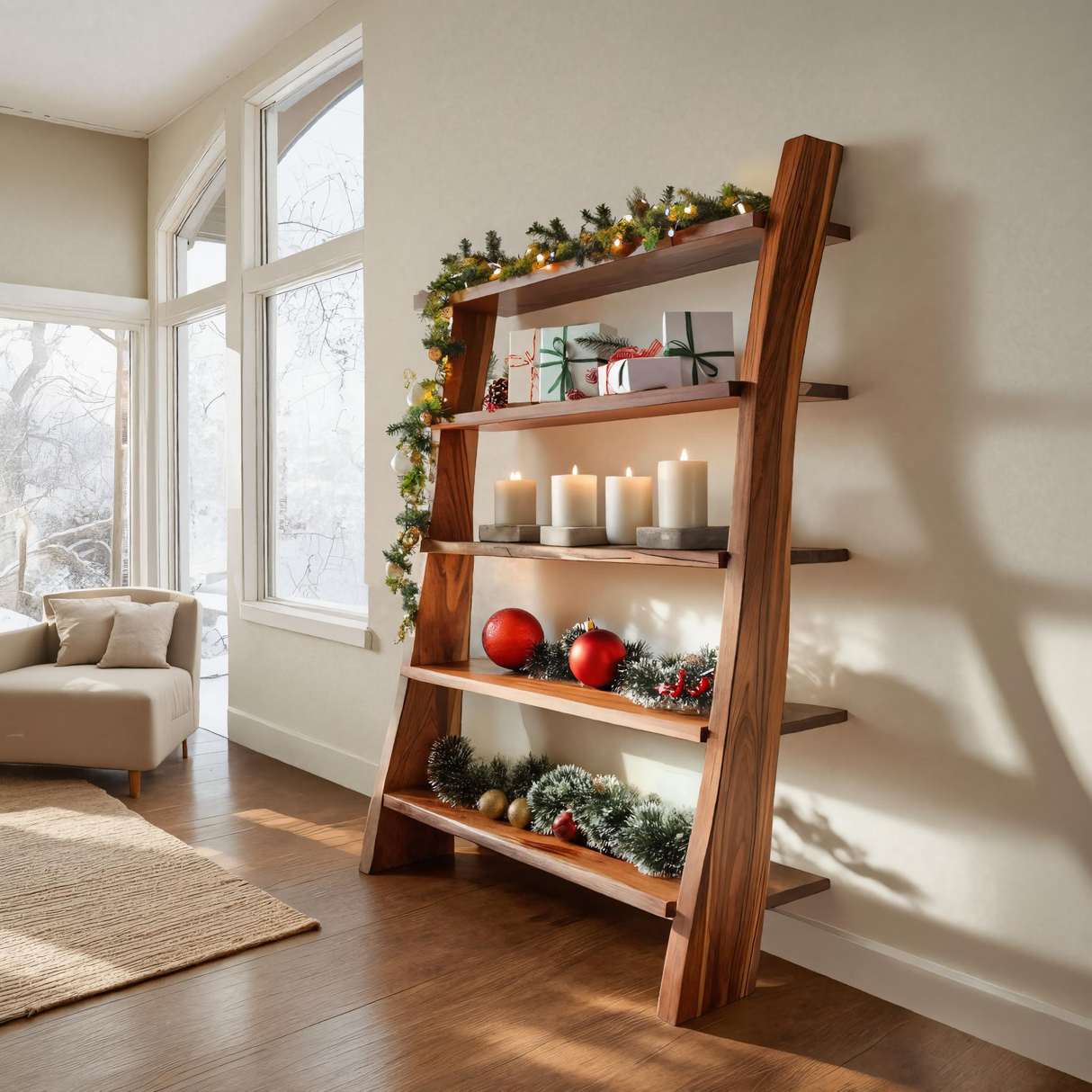 Modern Leaning Shelf For Holiday Decorative Display