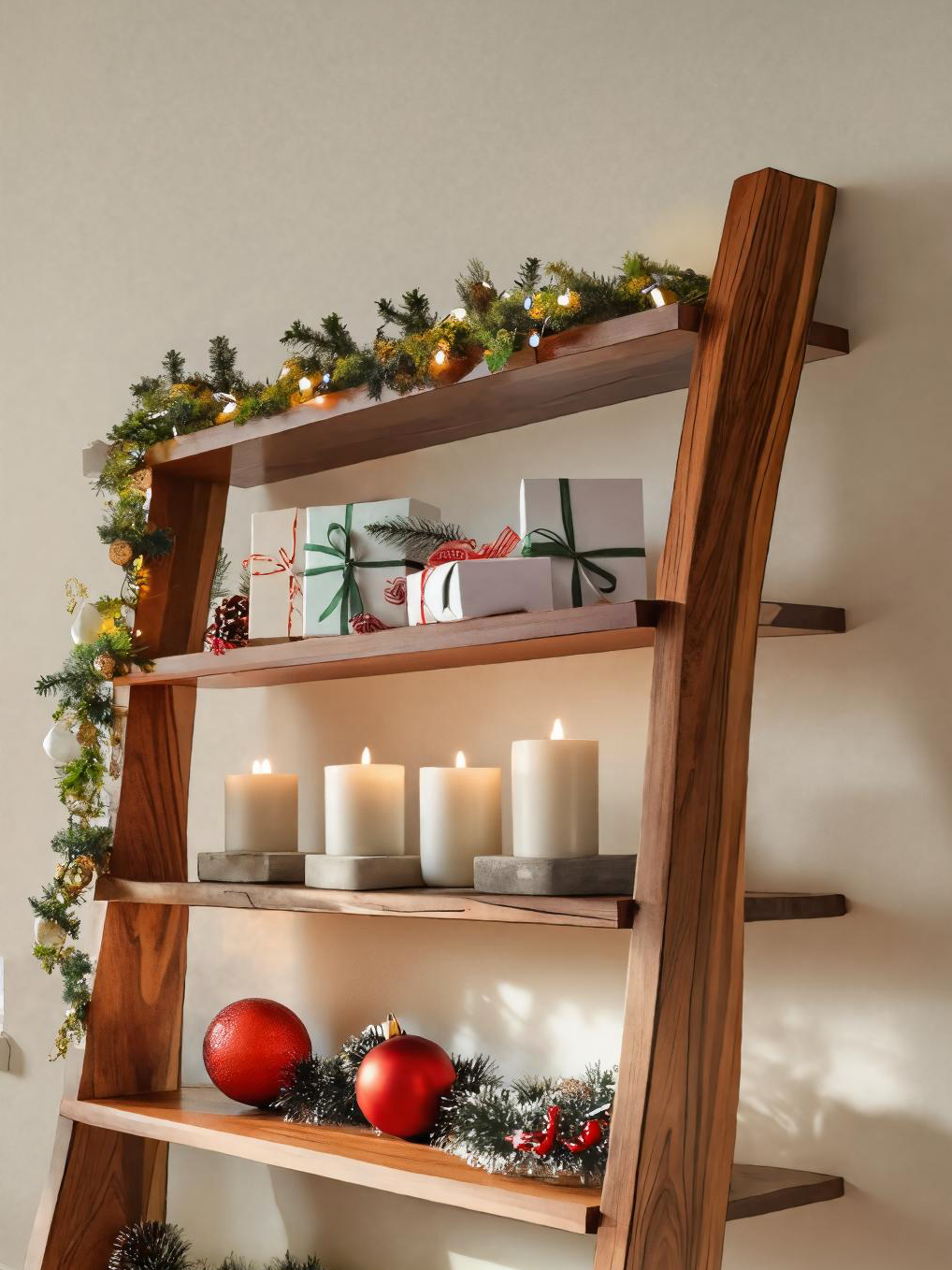 Modern Leaning Shelf For Holiday Decorative Display