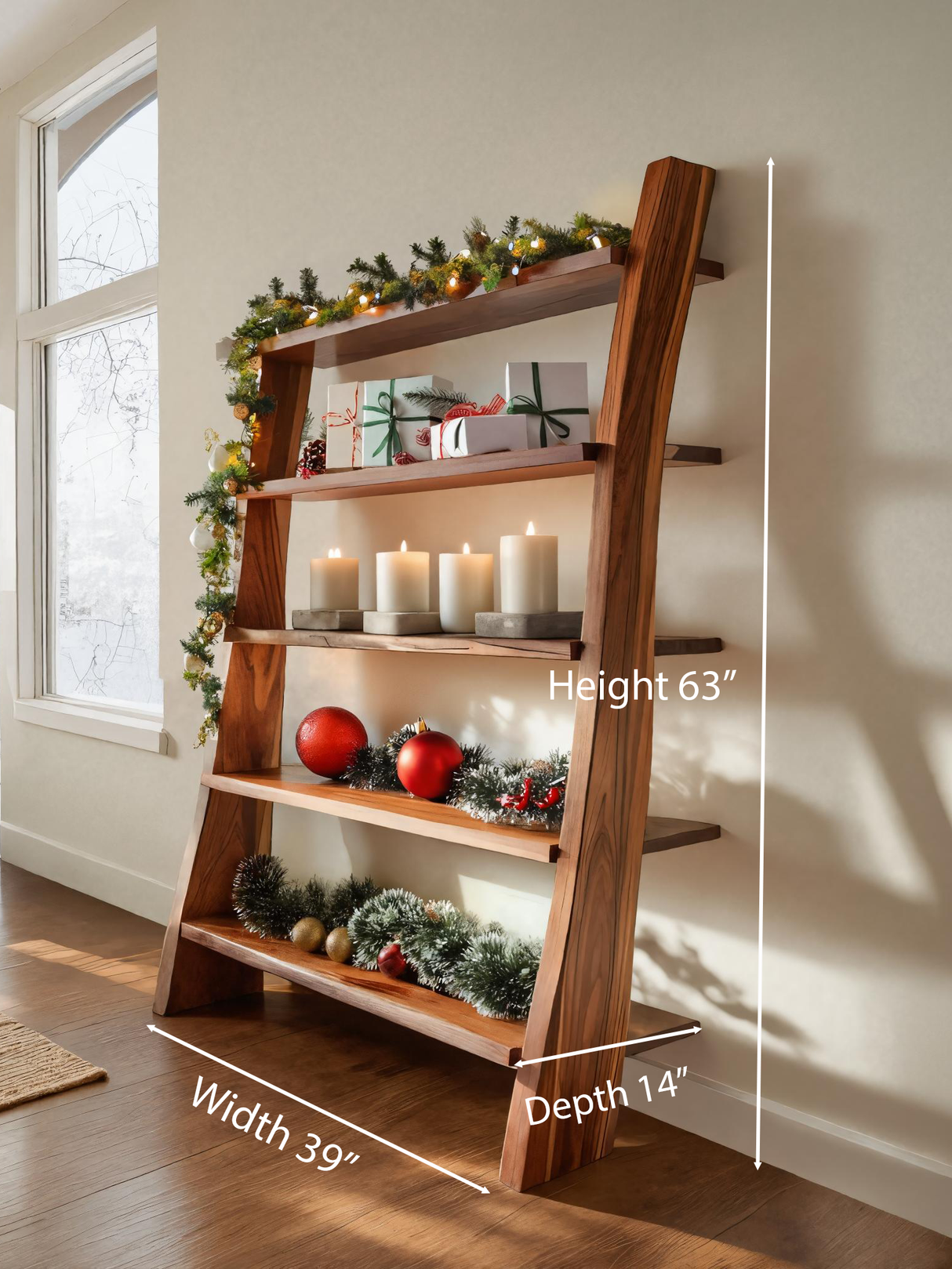 Modern Leaning Shelf For Holiday Decorative Display