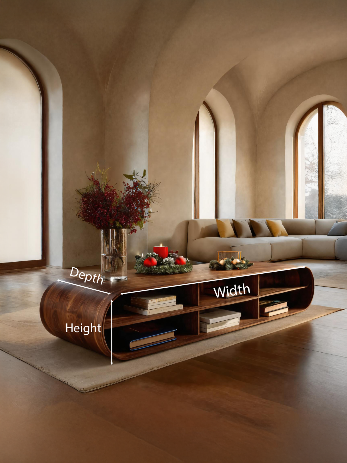 Modern Curved Sideboard For Living Room Or Holiday