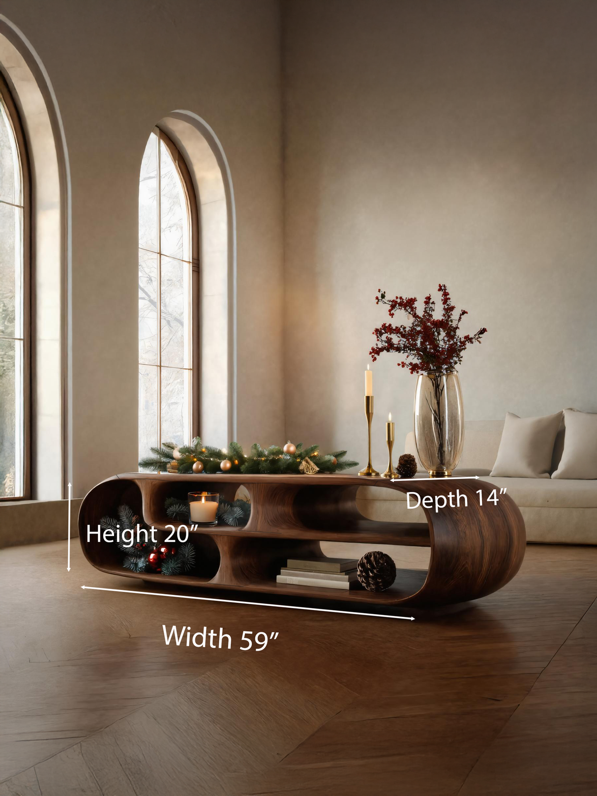 Modern Curved Sideboard For Living Room Or Holiday Decor