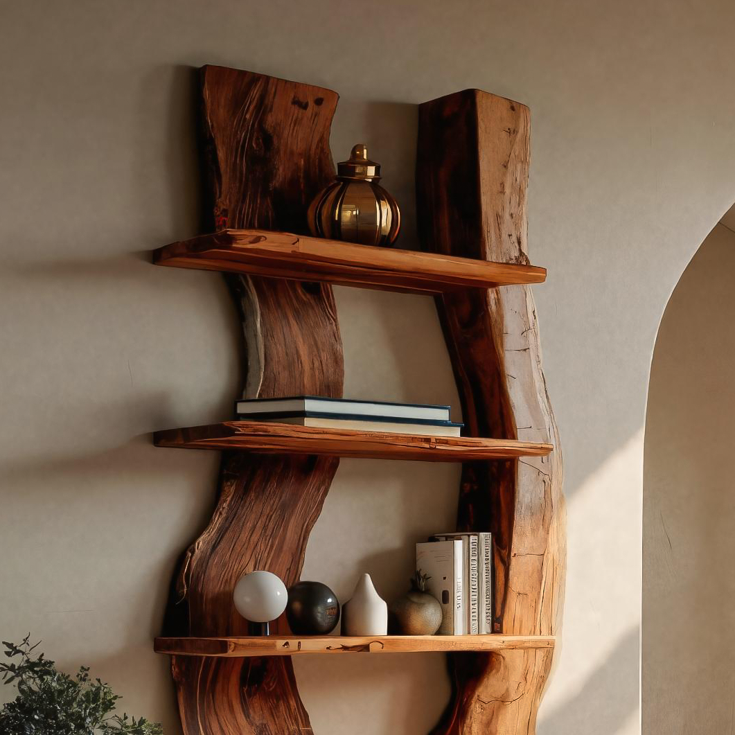 Rustic Tall Shelf For Living Room Decoration