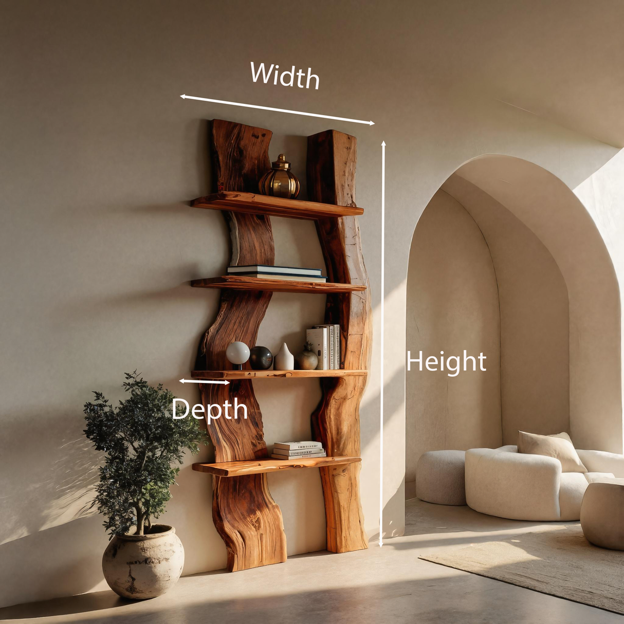 Rustic Tall Shelf For Living Room Decoration