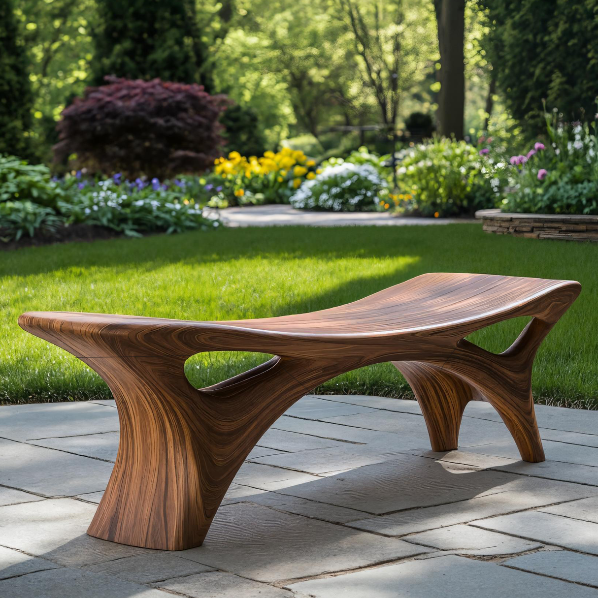 Contemporary Sculptural Outdoor Bench For Garden Or Terrace Lounge
