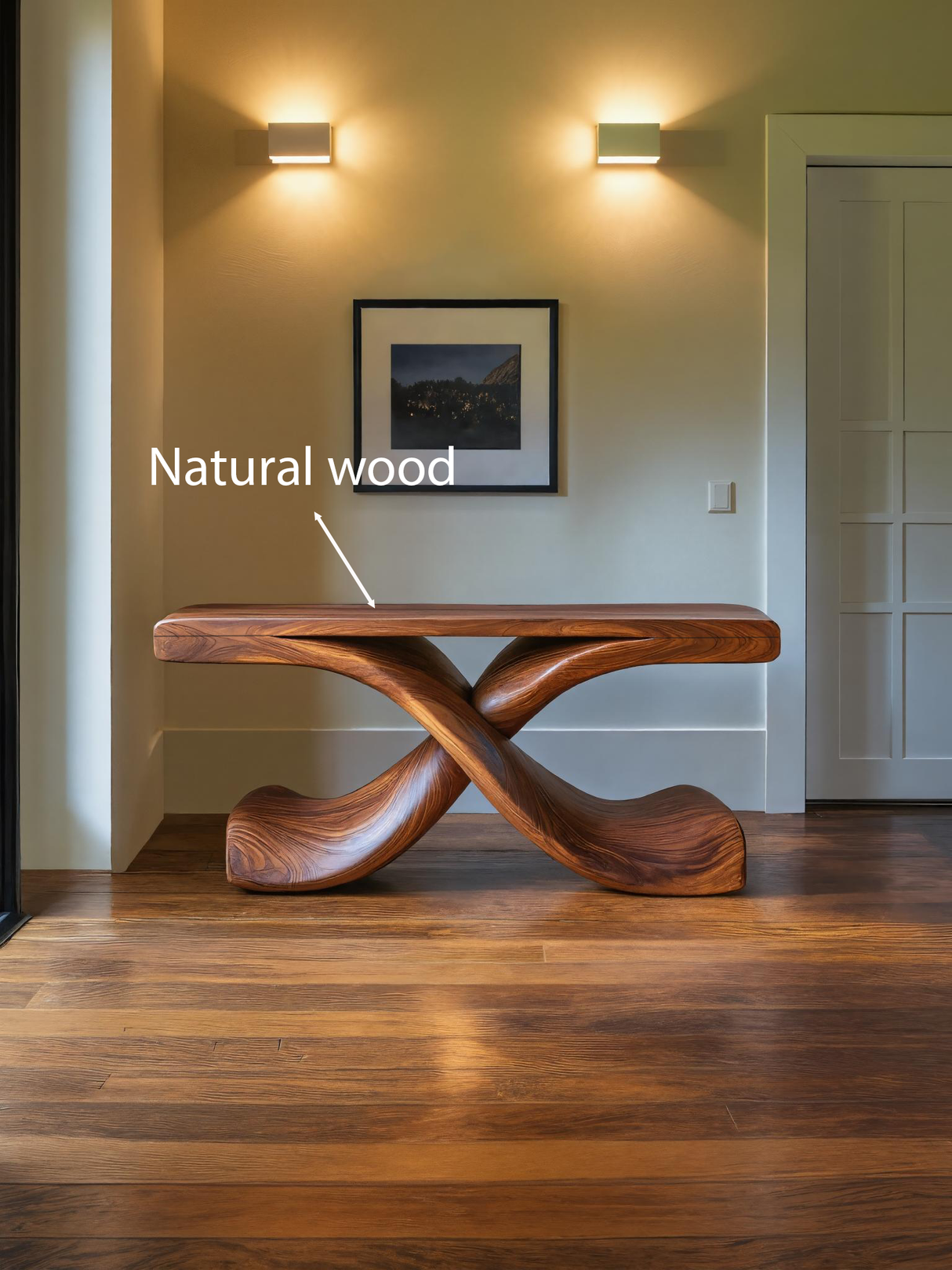 Modern Sculptural Console Table With Twisted Base For Living Room