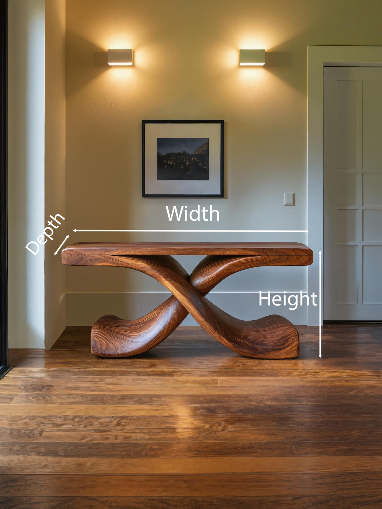 Modern Sculptural Console Table With Twisted Base For Living Room