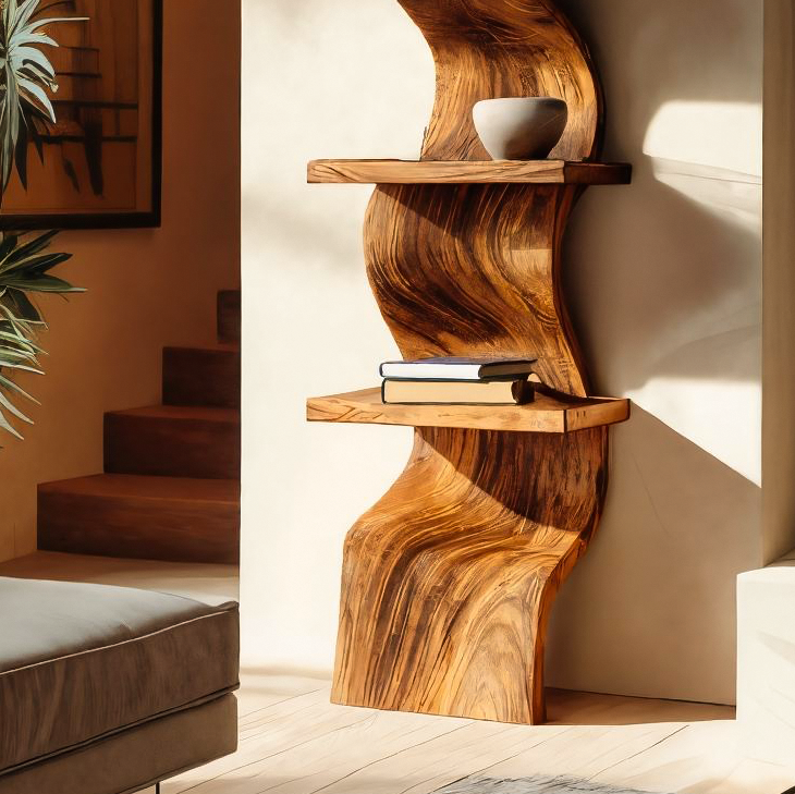 Modern Curved Floating Shelf For Statement Living Room