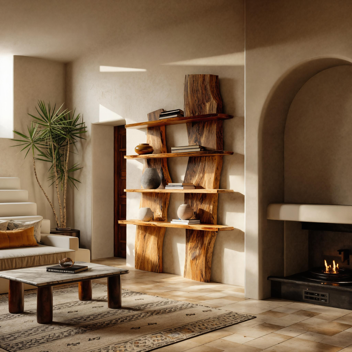 Modern Sculptural Shelf Curved For Living Room Decoration