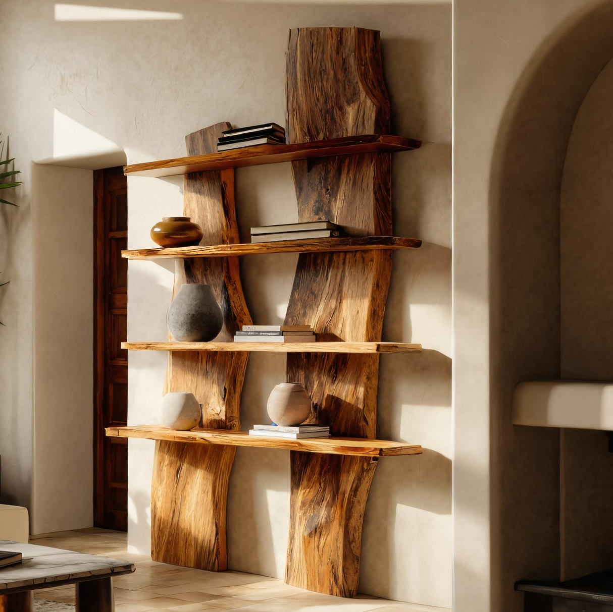 Modern Sculptural Shelf Curved For Living Room Decoration