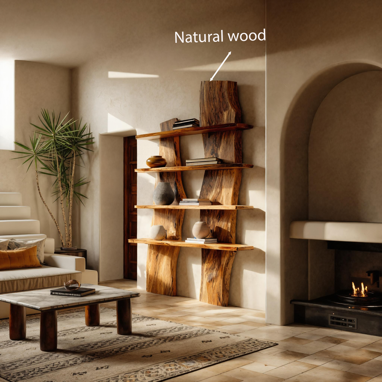 Modern Sculptural Shelf Curved For Living Room Decoration