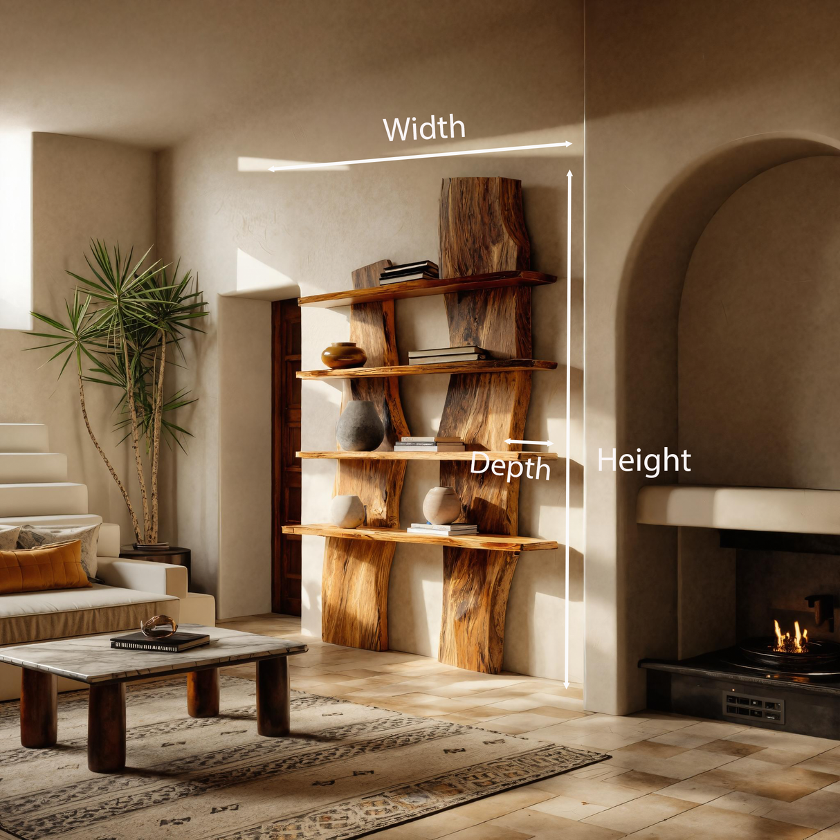 Modern Sculptural Shelf Curved For Living Room Decoration