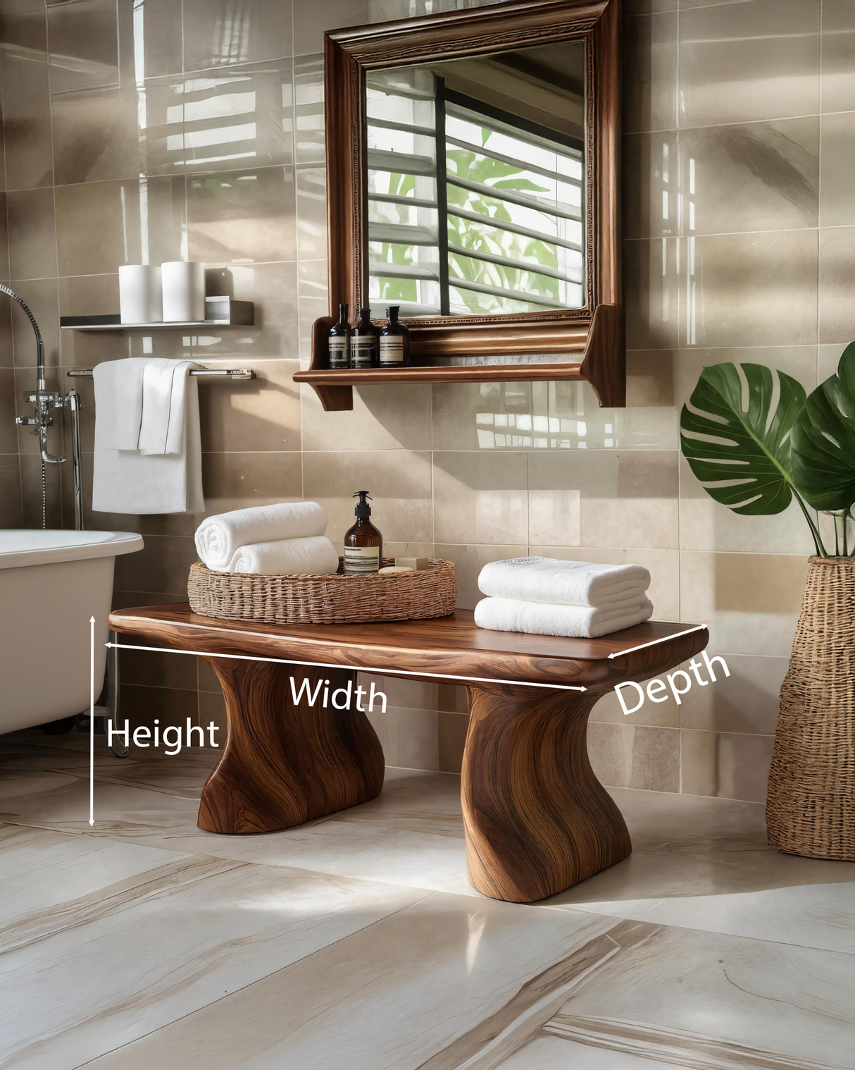 Modern Organic Curved Bath Bench For Bathroom
