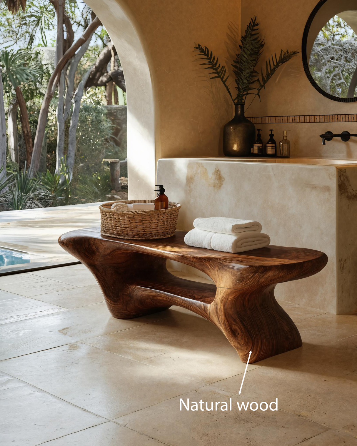 Modern Organic Bathroom Seat With Center Shelf For Bathroom