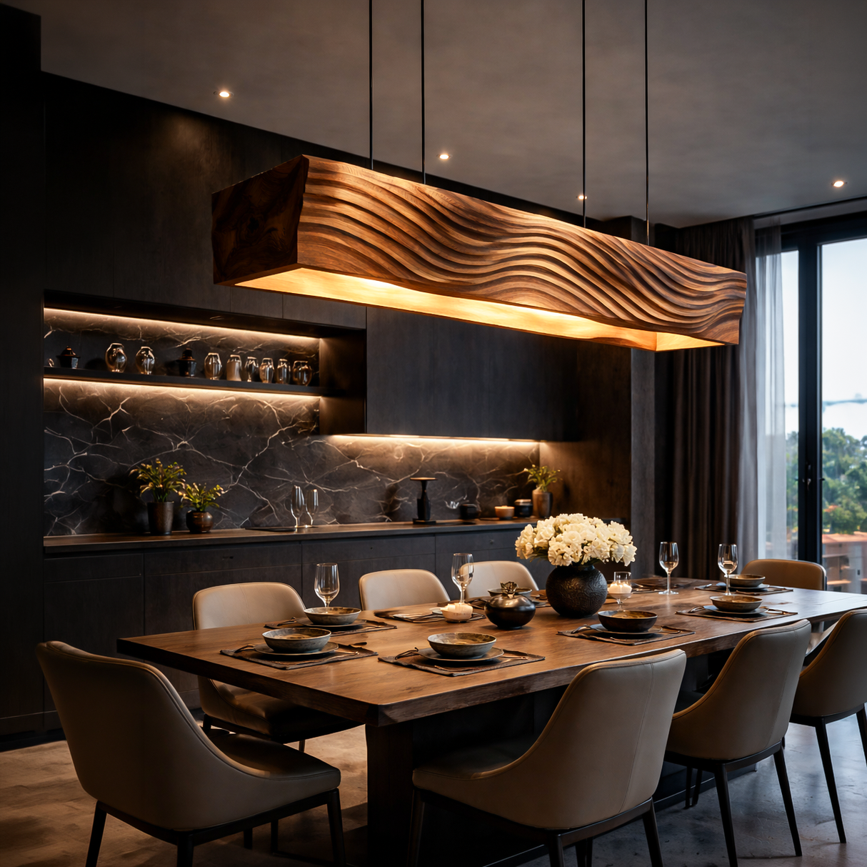 Artistic Wooden Ceiling Light For Dining Room
