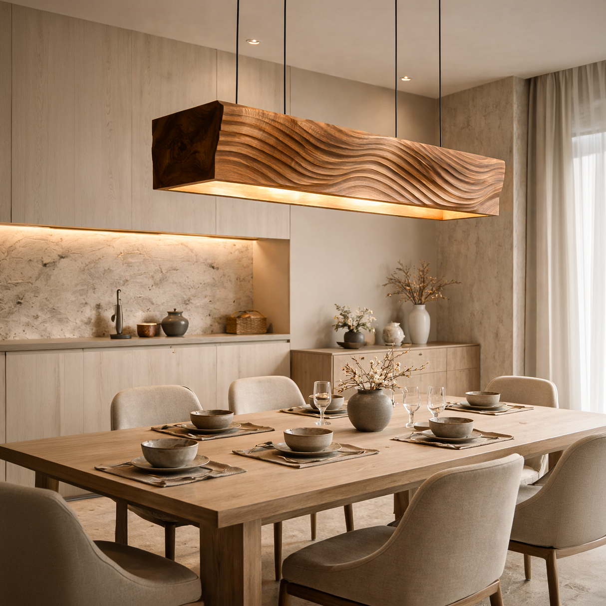 Artistic Wooden Ceiling Light For Dining Room