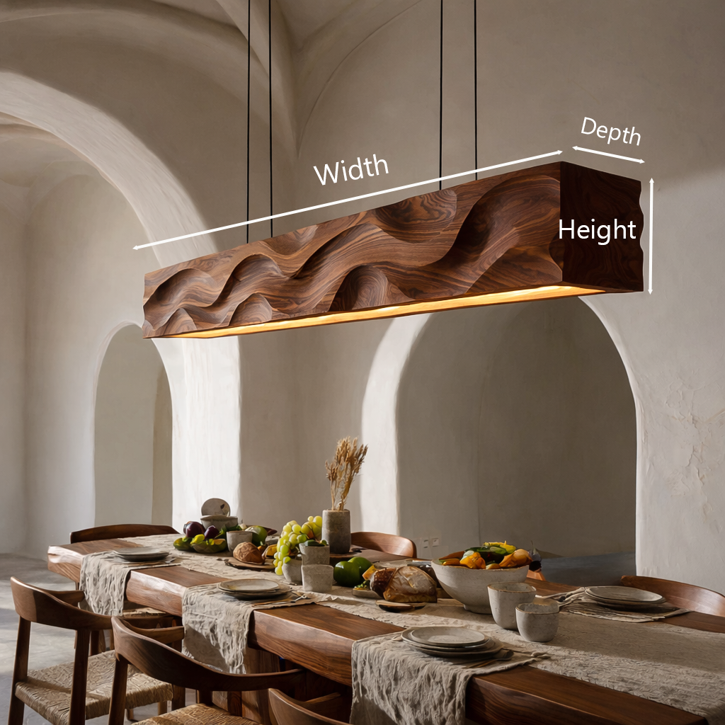 Modern Pendant Lighting With Carved Wave For Dining Area