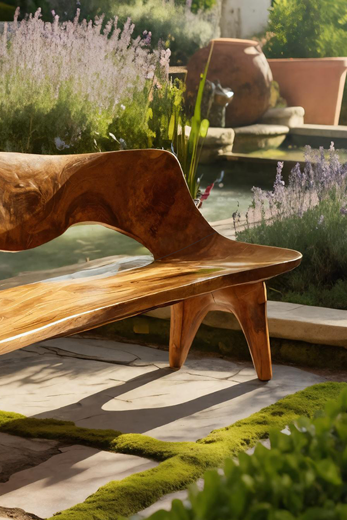 Handcrafted Curved Wood Bench For Outdoor Furniture Styling