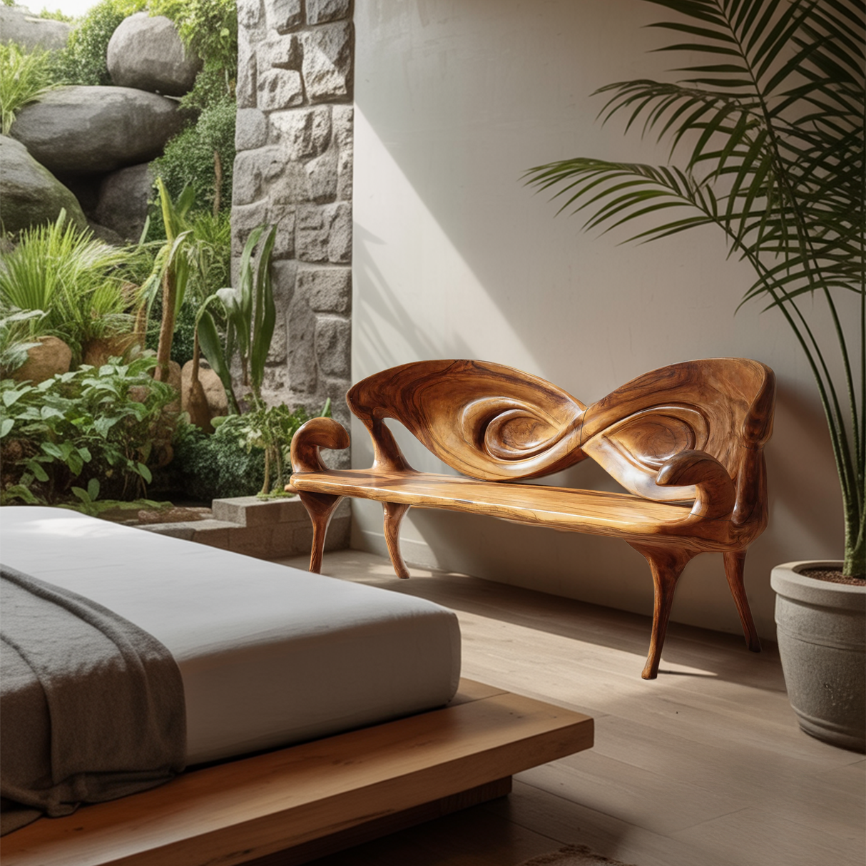 Handcrafted Live Edge Wood Bench For Entryway And Hallway