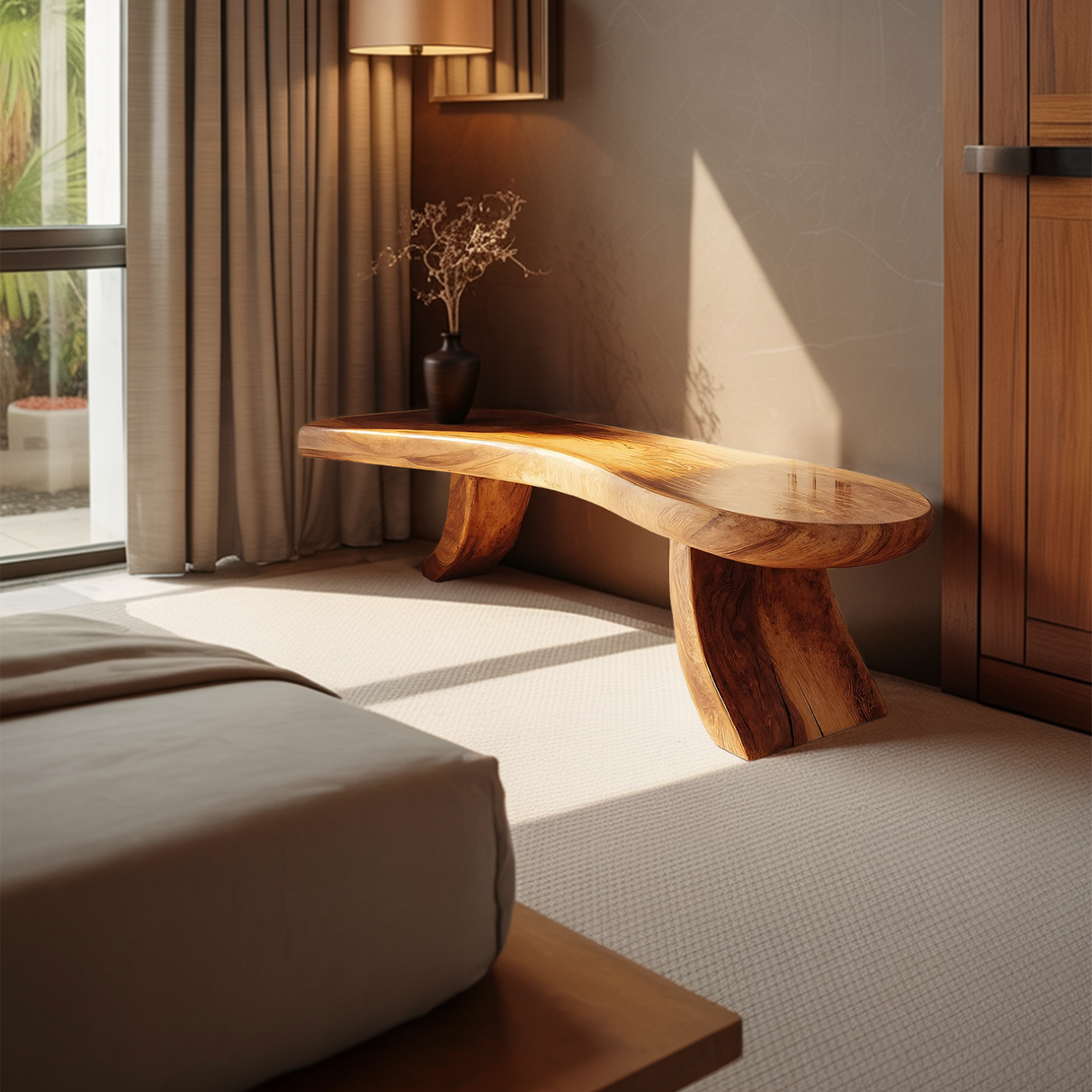 Handmade Live Edge Entryway Bench For Minimalist Home Decor