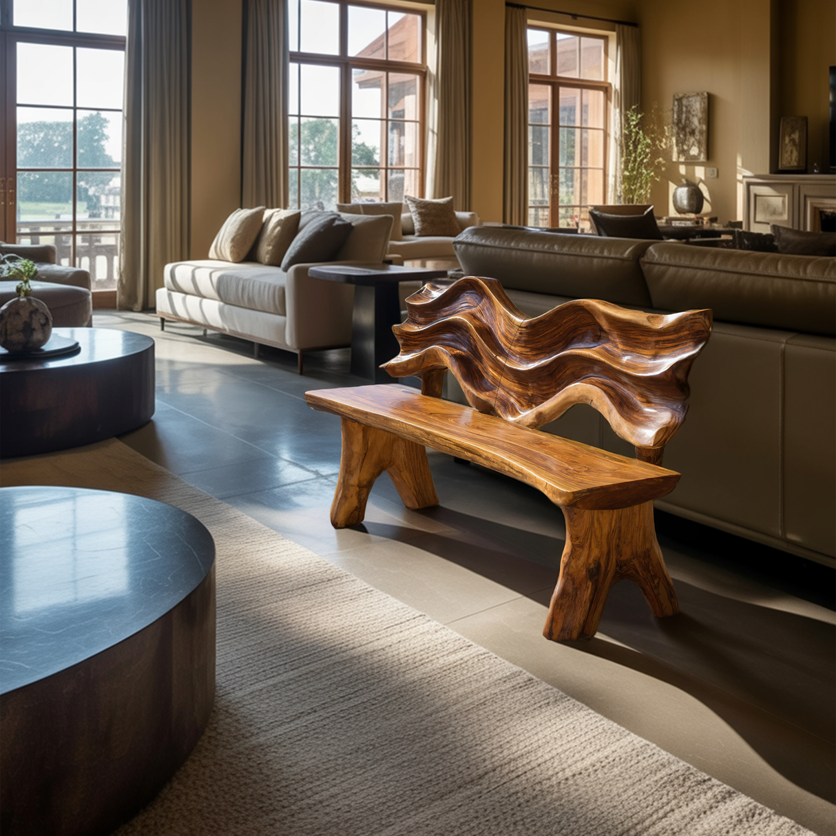 Rustic Live Edge Bench For Entryway Accent Seating