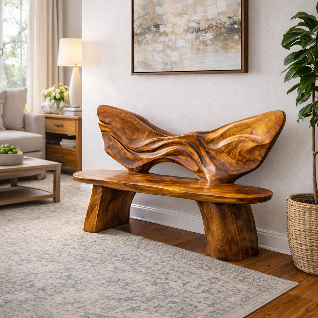 Live Edge Solid Wood Entryway Bench For Home Seating