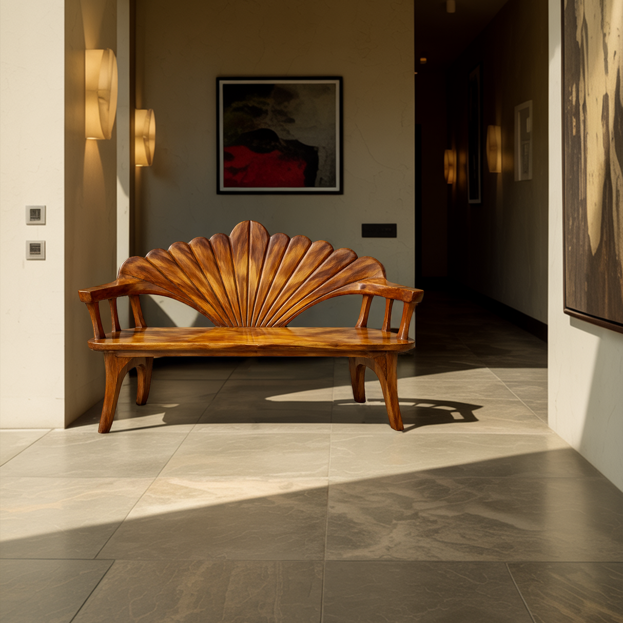 Natural Solid Wood Entryway Bench For Foyer Decor