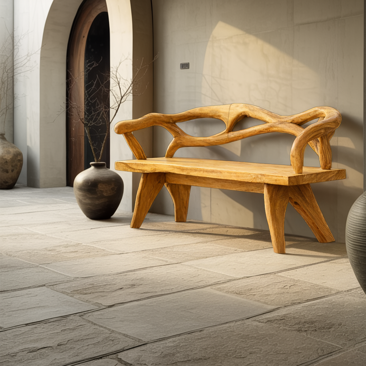 Natural Solid Wood Entryway Bench For Hallway Interior