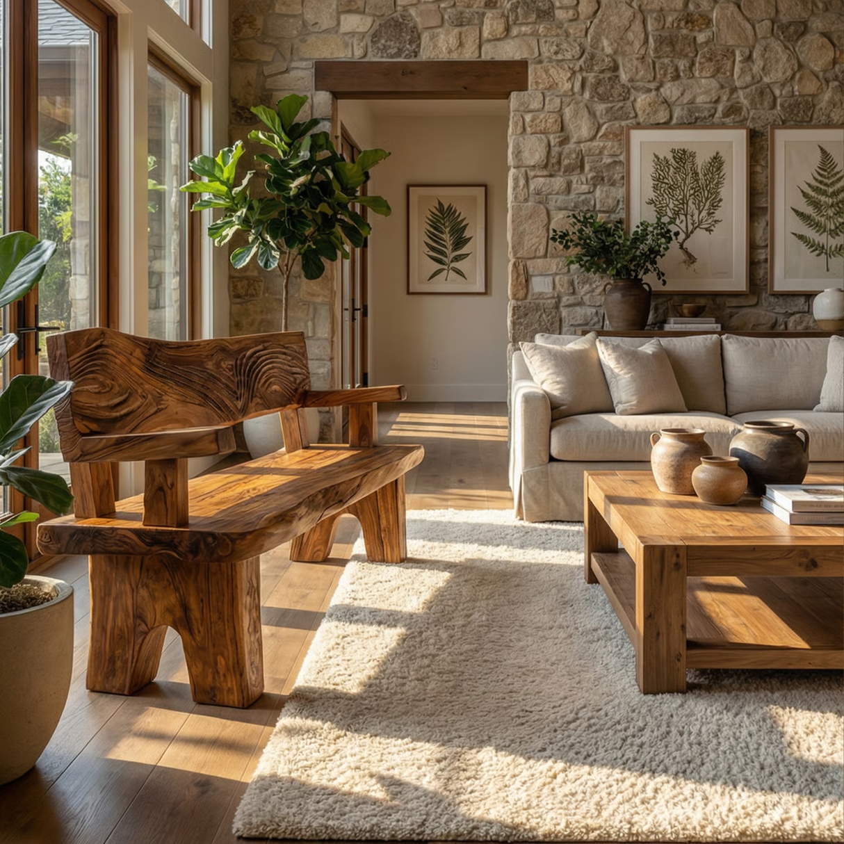 Handmade Rustic Wood Bench For Entryway Furniture