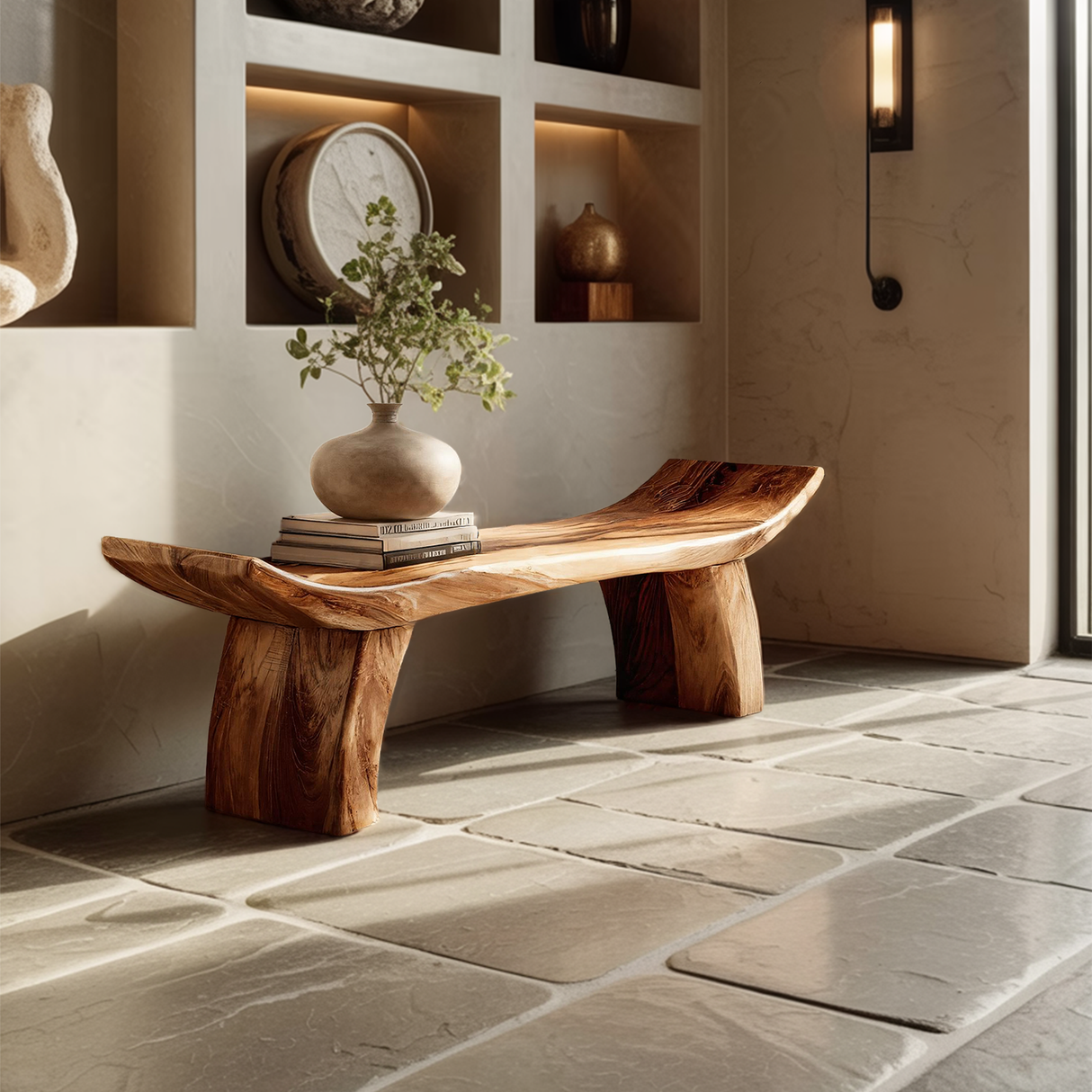 Solid Wood Entryway Bench For Foyer And Hallway Spaces